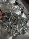 Mindy’s Metallic Silver Ruffled Layered Cross Body Bag