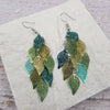 Green And Gold Leaves Lightweight Statement Earring